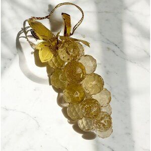 Vintage Grape Cluster Christmas Tree Ornament with Gold Tone Leaves
